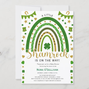 En liten Shamrock Rainbow St Patrick' Baby Shower Inbjudningar