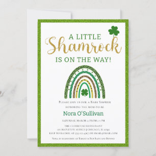 En liten Shamrock St. Patricks Rainbow Baby Shower Inbjudningar