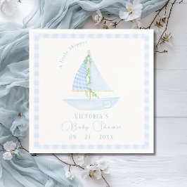 En liten skidåkare blå Play Modern Baby Shower Pappersservett