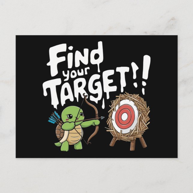 En liten sköldpadda som är inriktad på en båge vykort (Framsida)