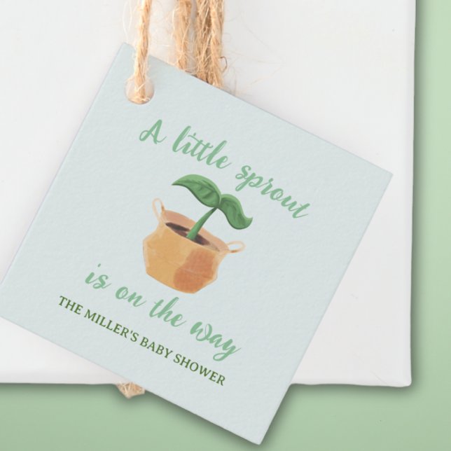 En liten skugga från Sprout Garden Plant Älskare B Gåvor Etiketter (A Little Sprout Garden Plant Lover Baby Shower Favor Tags)