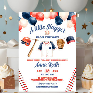 En liten Slugger är på väg Baby Shower Inbjudningar