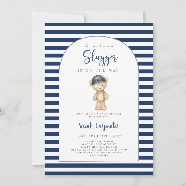 En liten Slugger Baseboll Baby Shower Pojke Inbjudningar (Framsida)