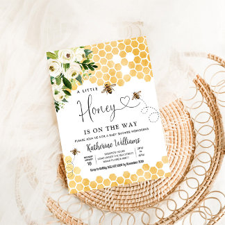 En Liten Småknycklar Är På Väg Bee Tema Baby Showe Inbjudningar