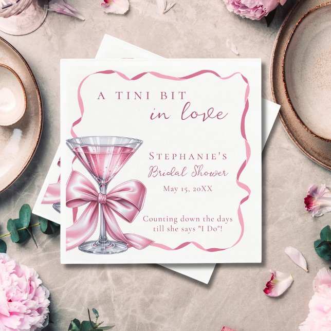 En liten smula kärlek Chic Pink Martini Bröllopsdu Pappersservett (Skapare uppladdad)