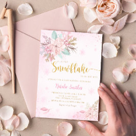 En liten snöflake Boho Winter Baby Shower Inbjudningar