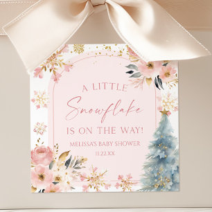En liten snöflake Rosa Winter Baby Shower Fyrkantigt Klistermärke