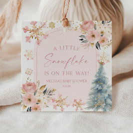 En liten snöflake Rosa Winter Baby Shower Gåvor Etiketter