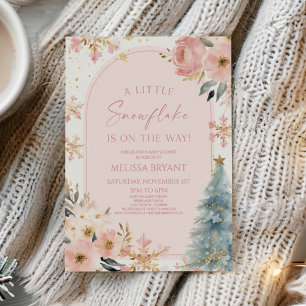 En liten snöflake Rosa Winter Baby Shower Inbjudningar
