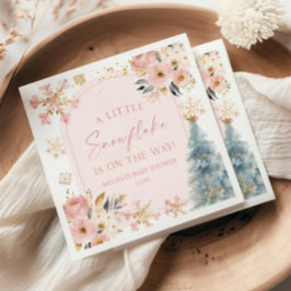 En liten snöflake Rosa Winter Baby Shower Pappersservett