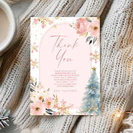 En liten snöflake Rosa Winter Baby Shower Tack Kort