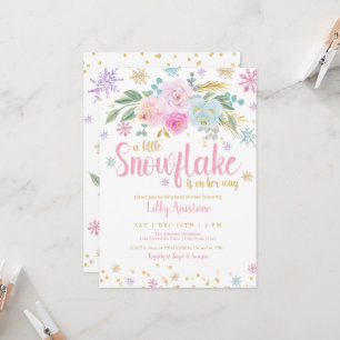 En liten snöflammande vinter Blommigt Flicka Showe Inbjudningar