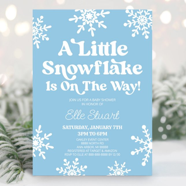 En liten snöflinga är på väg! Baby Shower Inbjudningar (Skapare uppladdad)