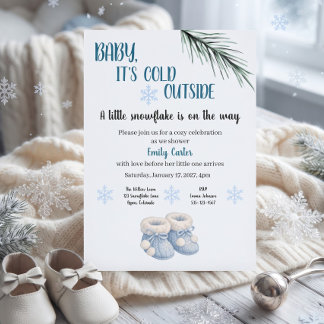 En liten snöflinga är på väg Baby Shower Inbjudningar
