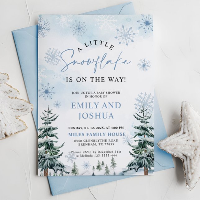 En liten snöflinga blå vinter baby shower inbjudningar (Skapare uppladdad)