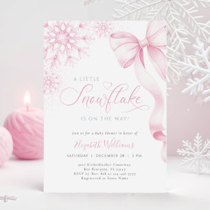En liten snöflinga rosa rosett baby shower inbjudningar
