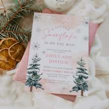 En liten snöflinga Rosa Vinter Baby Shower