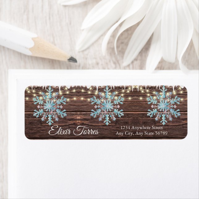 En Liten Snöflinga Rustik Vinter Bebis Shower Returadress Etikett (Insitu)