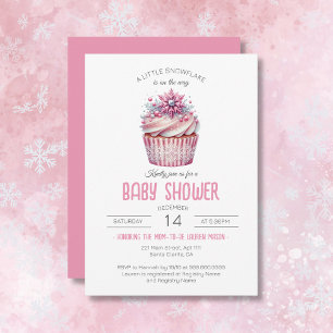 En liten snöflingor, Rosa Girl Baby Shower Inbjudningar