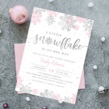 En liten snöflingor Rosa Silver Winter Baby Shower