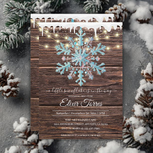 En liten snöflingor Rustic Winter Baby Shower Inbjudningar