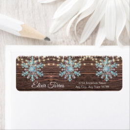 En liten snöflingor Rustic Winter Baby Shower Returadress Etikett