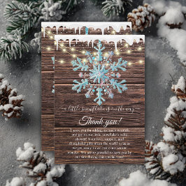 En liten snöflingor Rustic Winter Baby Shower Tack Kort