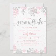 En liten snöflingor Silver Rosa Vinter Baby Shower