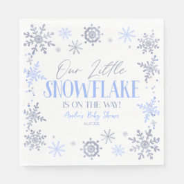 En liten snöflingor Vinter Blue Baby Shower Pappersservett