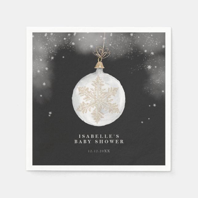 En liten snöflingor Vinter Nattbabystövel Pappersservett (Framsidan)