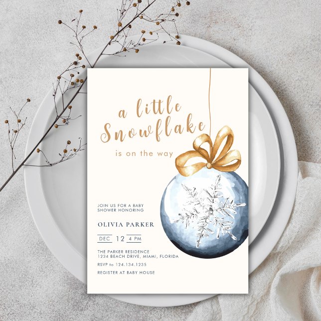 En liten snöflingsljudeinbjudan till Vinterbabysko Inbjudningar (A Little Snowflake Winter Baby Shower Invitation)