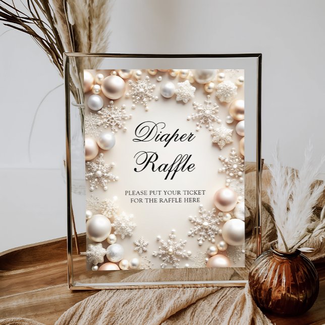 En liten snöflummel Boho Baby Shower Raffle Poster (Skapare uppladdad)