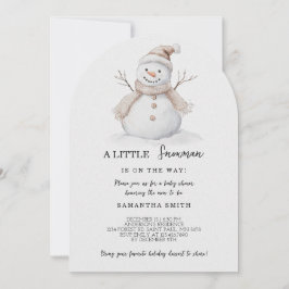 En liten Snögubbe Baby Shower-julinbjudan Inbjudningar