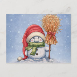 En liten snöman vykort