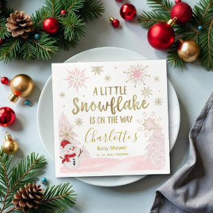 En liten snowflake Rosa Baby Shower Pappersservett