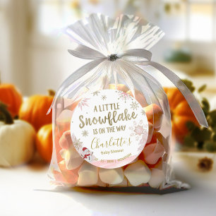 En liten snowflake Rosa Baby Shower Runt Klistermärke