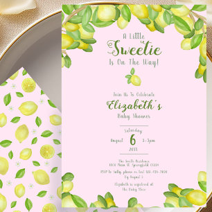 En liten sockerlemon flicka baby shower inbjudan