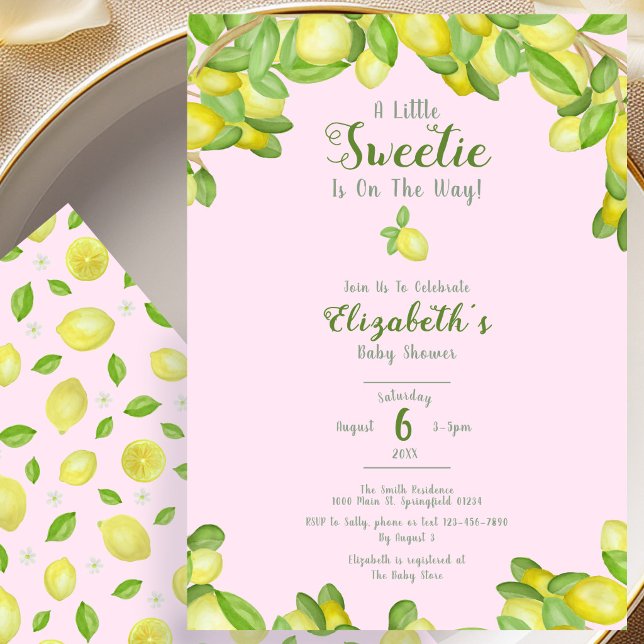 En liten sockerlemon flicka baby shower inbjudan (Skapare uppladdad)