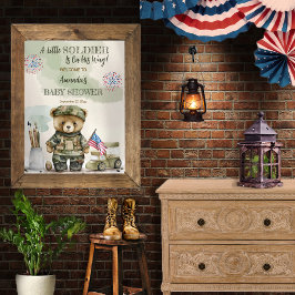 En liten soldat Boy Nalle Baby Shower Poster