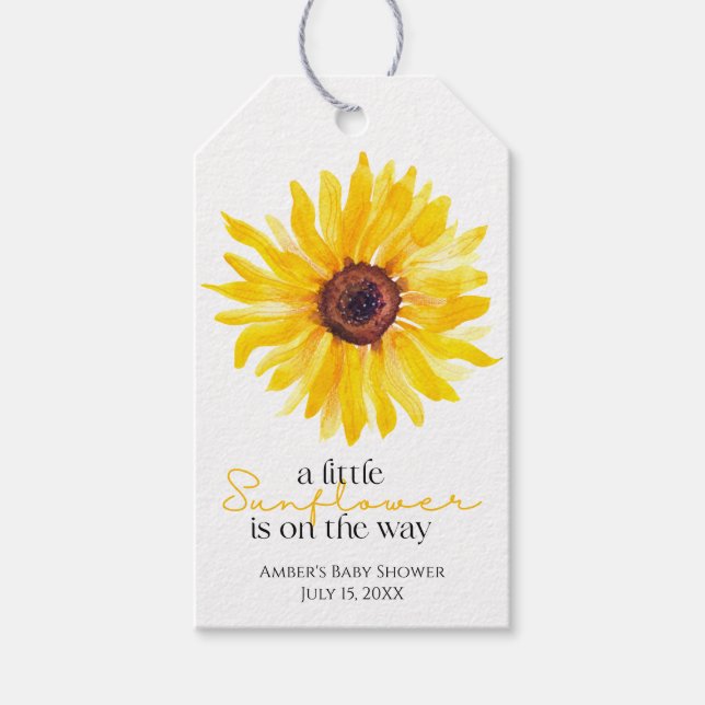 En liten solros är på Märkrn Way Shower Gift Presentetikett (Framsidan)