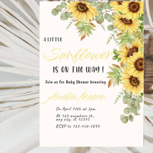 En liten solros är på väg Baby Shower-fest Inbjudningar