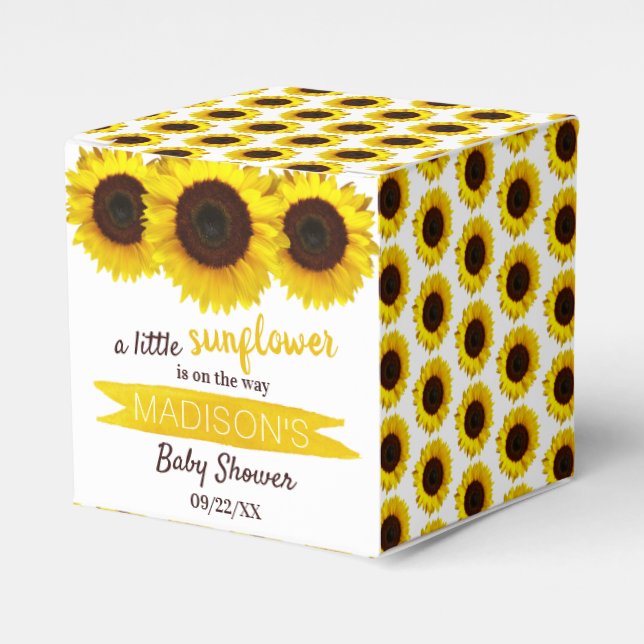 En liten solros är på väg! Baby Shower Presentaskar (Framsidan Sidan)