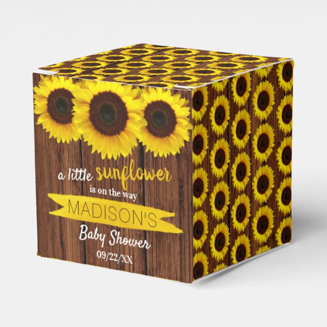 En liten solros är på väg! Baby Shower Presentaskar (Framsidan Sidan)