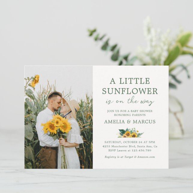 En liten solrosbabyskor Boho Bouquet Inbjudningar (Stående Fram)