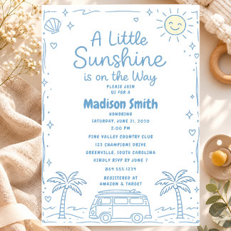 En liten solsken är på väg sommar baby shower inbjudningar