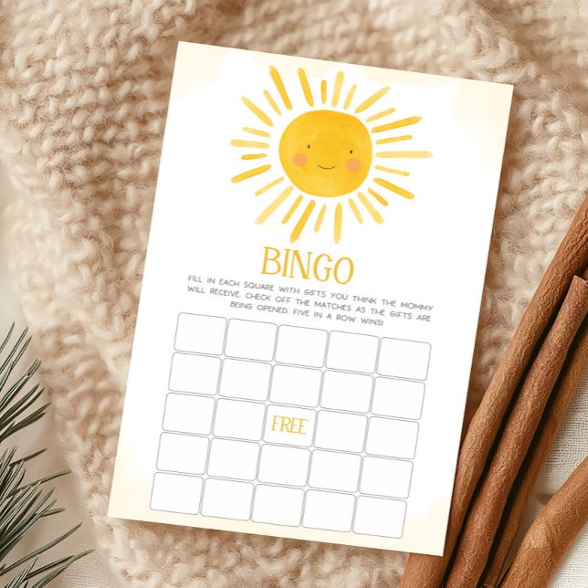 En liten solstråle Baby Shower Bingo spel (Little Ray of Sunshine Baby Shower Bingo Game)