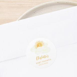 En liten solstråle Baby Shower Runt Klistermärke