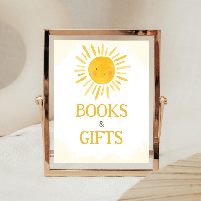 En liten solstråle Bebisar är söta skylt (Sunshine Baby Shower Books and Gifts Sign)