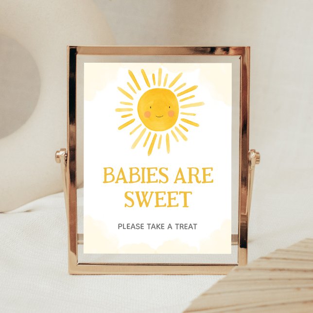 En liten solstråle Bebisar är söta skylt (Sunshine Baby Shower Babies are Sweet Sign)