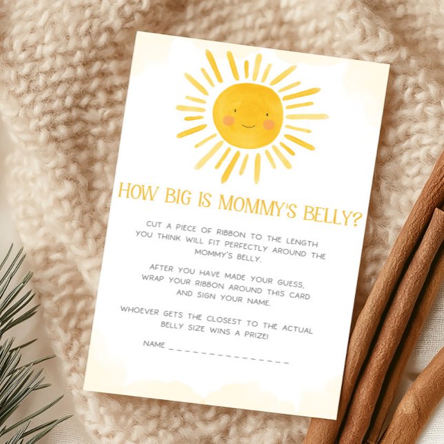 En liten solstråle Hur stor är mammas mage spel (Little Ray of Sunshine Baby Shower How Big Is Mommy's Belly Game)